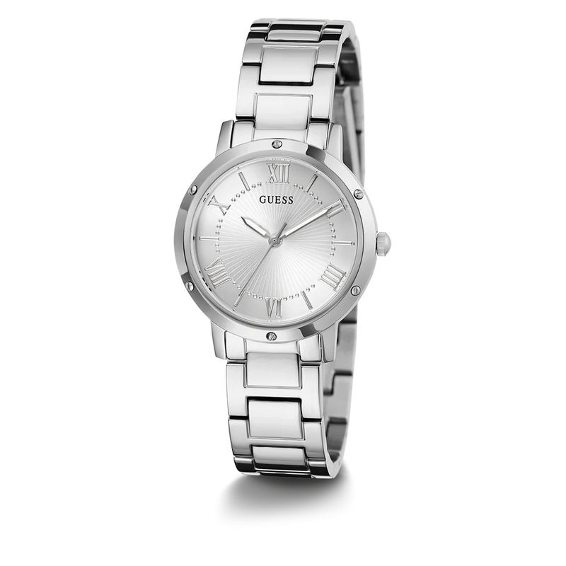 Guess Roman Numeral Silver Dial Silver Tone Ladies Watch